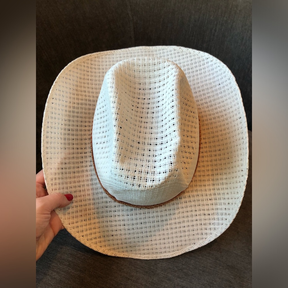 San Francisco Sombreros Cream Stiff Straw Hat and Brown Band - Picture 5 of 11
